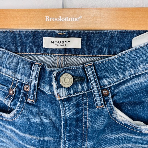 MOUSSY VINTAGE Velma Comfort Blue Distressed Raw Jean Stretch Jeans - Picture 4 of 9